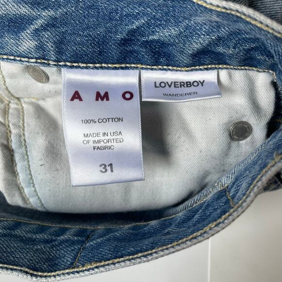 AMO Loverboy Wanderer Jeans High Rise Raw Hem Size 31 $290 - Picture 11 of 13